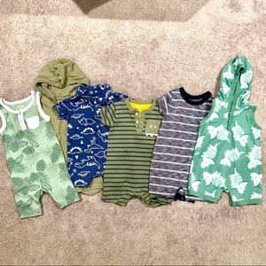 6pc baby boy romper bundle 9 months - baby gap, Lamaze, Mac & Moon